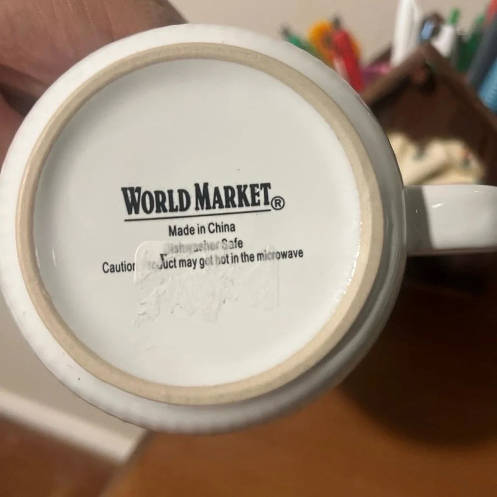 World Market Mushroom Lidded Ceramic Coffee Tea Mug Yellow White Polka Dot NWT